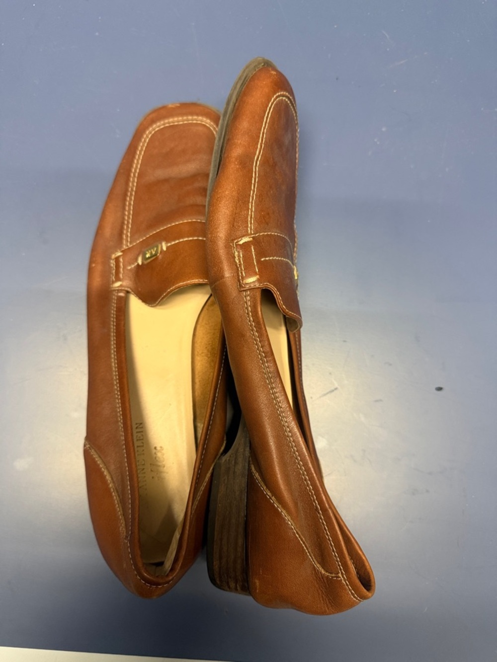 Anne Klein Men's Brown Leather Slip-On Loafers